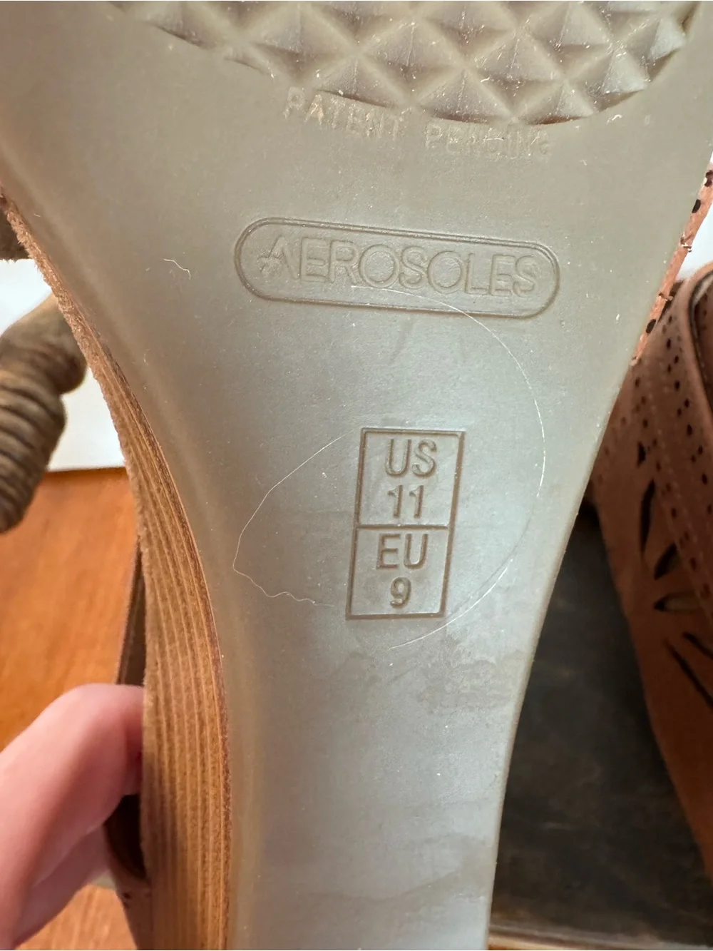 NWOT - Aerosoles Brown Leather Strappy Buckle Wedge Sandals